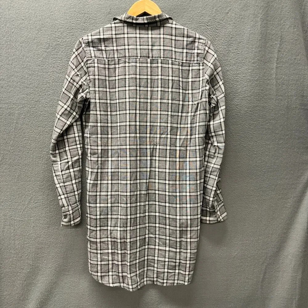 Frank & Eileen Grayson Shirt Gray Plaid Italian Flannel Button Up Womens Small‎